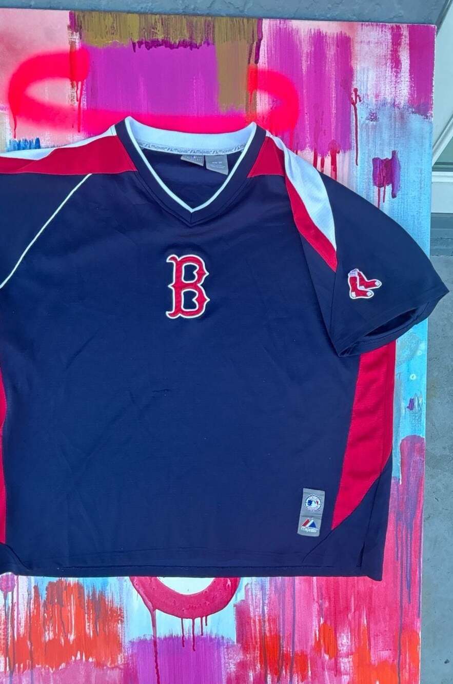 Majestic Boston Red Sox MLB V-Neck Batting Practice Jersey Shirt Size 3XL